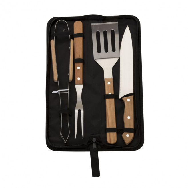 Kit Churrasco Com 4 Peças, Com Estojo
