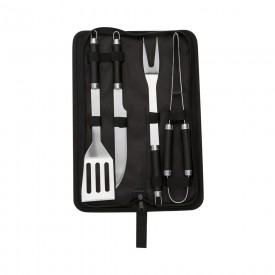 Kit Para Churrasco Promocional Com 4 Peças Com Estojo
