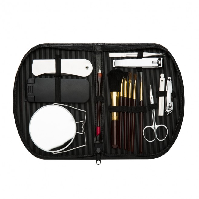 Kit Manicure 15 Peças em Estojo de Couro Sintético Promocional
