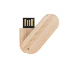 Pen Drive giratório oval de bambu Capacidade de 4 a 64 Gb, memória 2.0 e 3.0