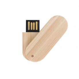 Pen Drive giratório oval de bambu Capacidade de 4 a 64 Gb, memória 2.0 e 3.0