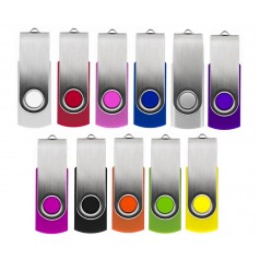 Pen Drive Giratório Metálico Capacidade de 4 a 64 Gb, memória 2.0 e 3.0