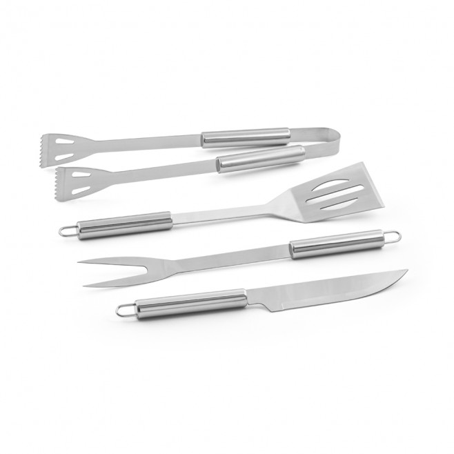 Kit churrasco em caixa bambu com 4 utensílios