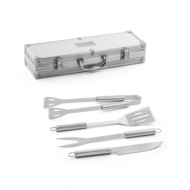 Kit Churrasco 4 Peças em Maleta de Alumínio
