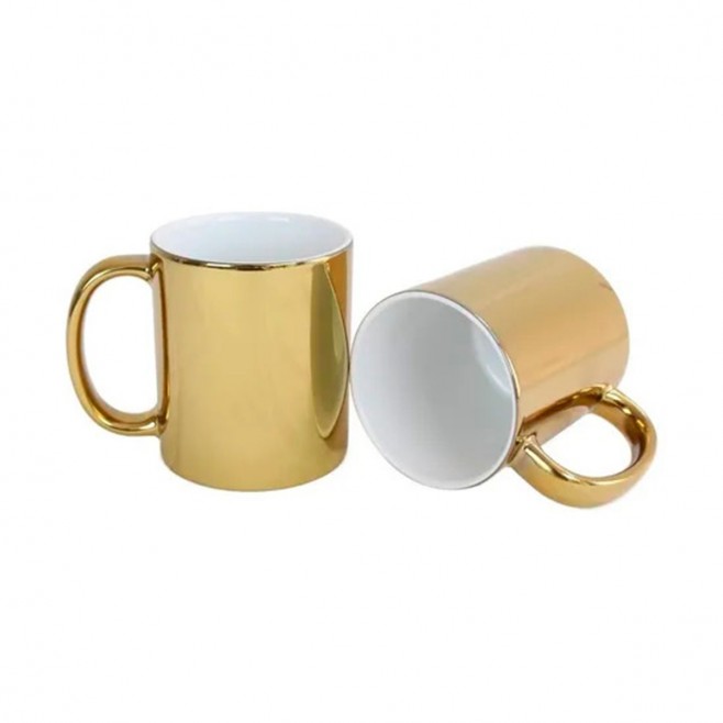 Caneca Cerâmica - 325ml - Cromada Dourada  Personalizada