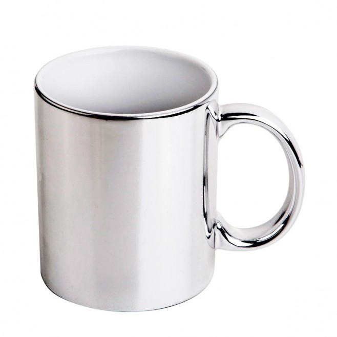 Caneca Cerâmica - 325ml - Cromada Prata Personalizada