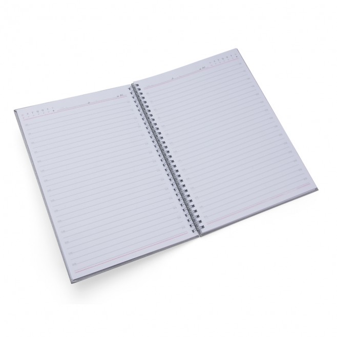 Caderno Grande Permanente Capa Metalizada Lisa e Wire-O Prata 205X275Mm