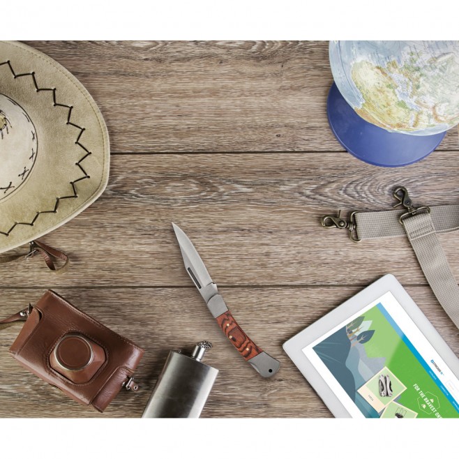 Canivete em aço inox e madeira Personalizado