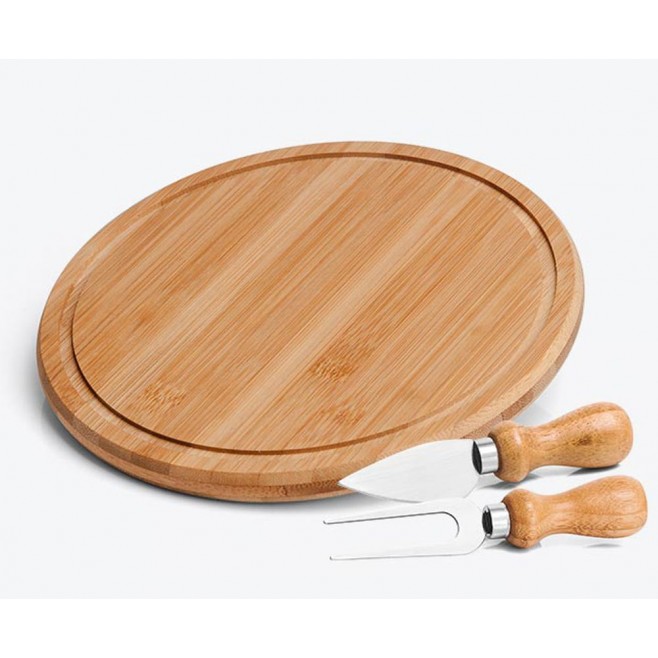 Conj Para Queijo em Bambu / Inox - 3 Pçs
