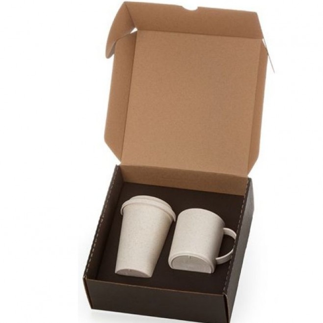 Kit Com Copo e Caneca em Fibra de Bambu  Personalizado