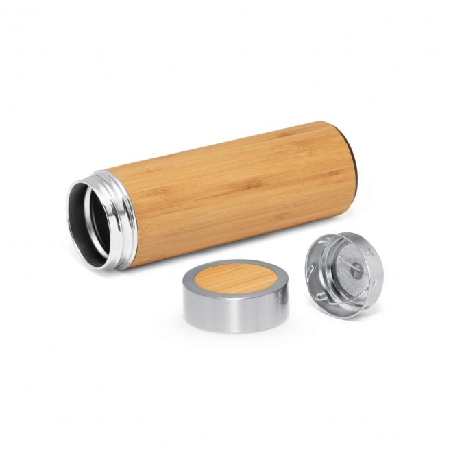 Garrafa Térmica em Bambu e Aço Inox