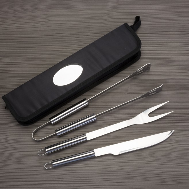 Kit Churrasco 3 Peças em Estojo de Nylon Com Alça