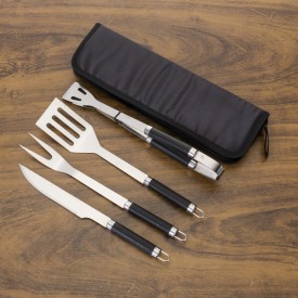 Kit Para Churrasco Promocional Com 4 Peças Com Estojo