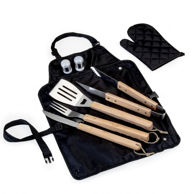 Kit Para Churrasco Personalizado Com 8 Peças Com Estojo Avental