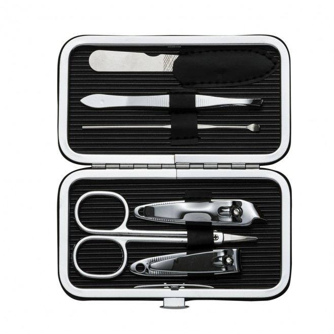 Kit Manicure 6 Peças em Estojo de Couro Sintético  Personalizado