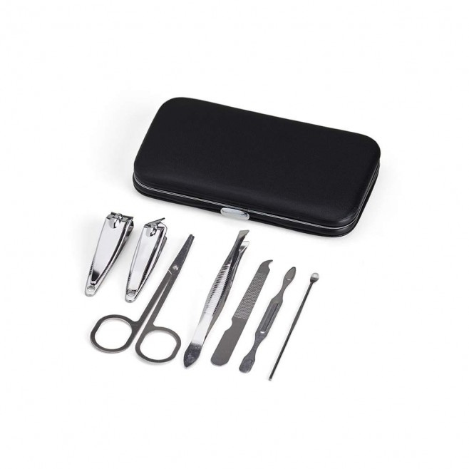 Kit Manicure 7 Peças em Estojo de Couro Sintético  Personalizado