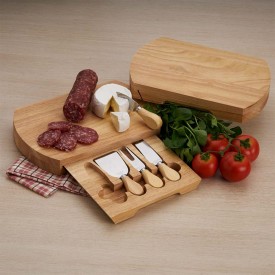 Kit Queijo 5 Peças Com Tábua de Madeira  Personalizado