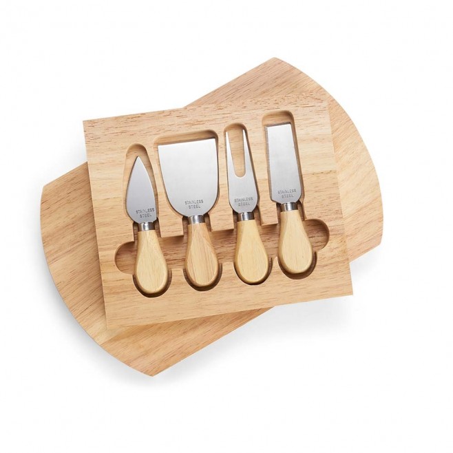Kit Queijo 5 Peças Com Tábua de Madeira  Personalizado