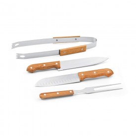 Kit Churrasco Com 4 Peças, Com Estojo  Personalizado