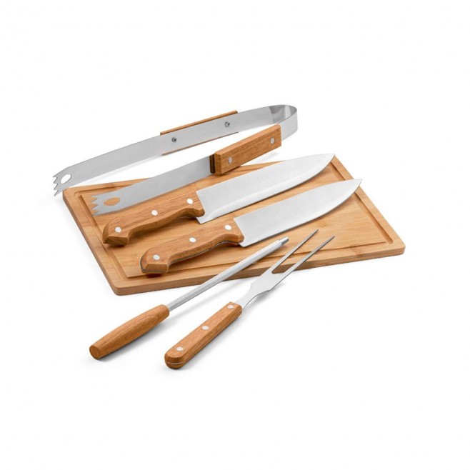 Kit Churrasco Com 5 Peças, Com Estojo
