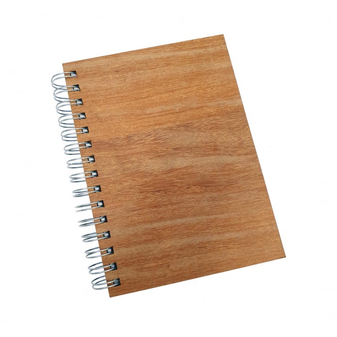 Agenda personalizada em Wire-o de Madeira Natural CUMARÚ 