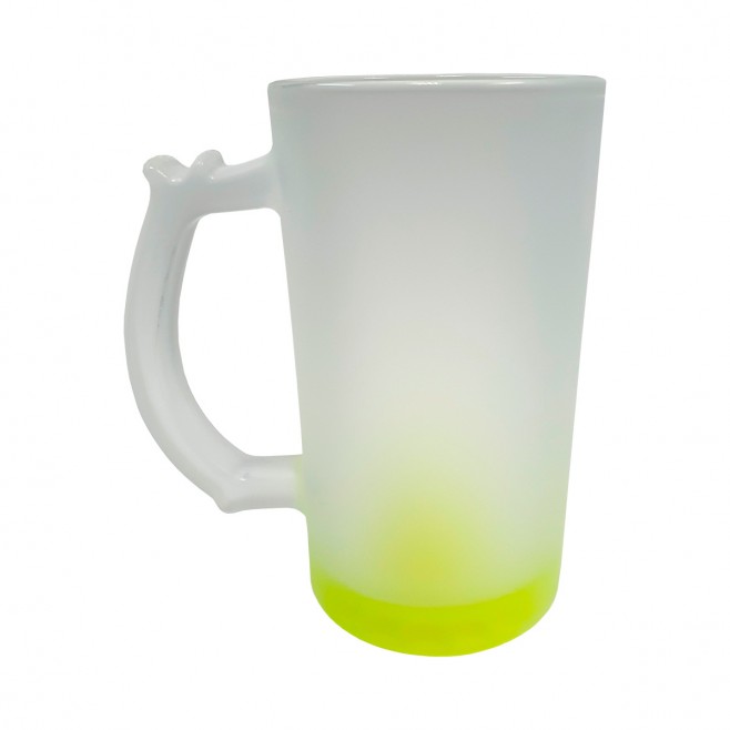 Caneca de Chopp de Vidro Jateado Fundo Colorido  Personalizada