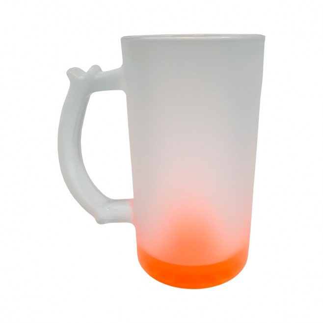 Caneca de Chopp de Vidro Jateado Fundo Colorido  Personalizada