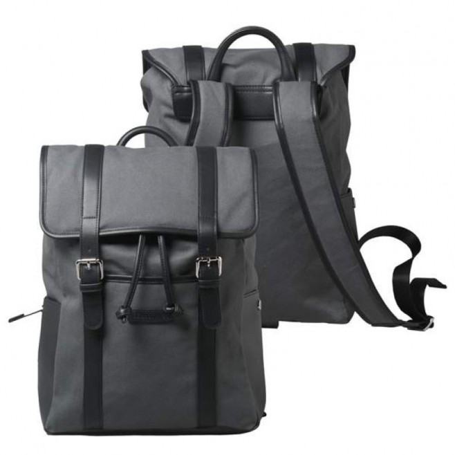 Mochila em Couro Sintético e Lona