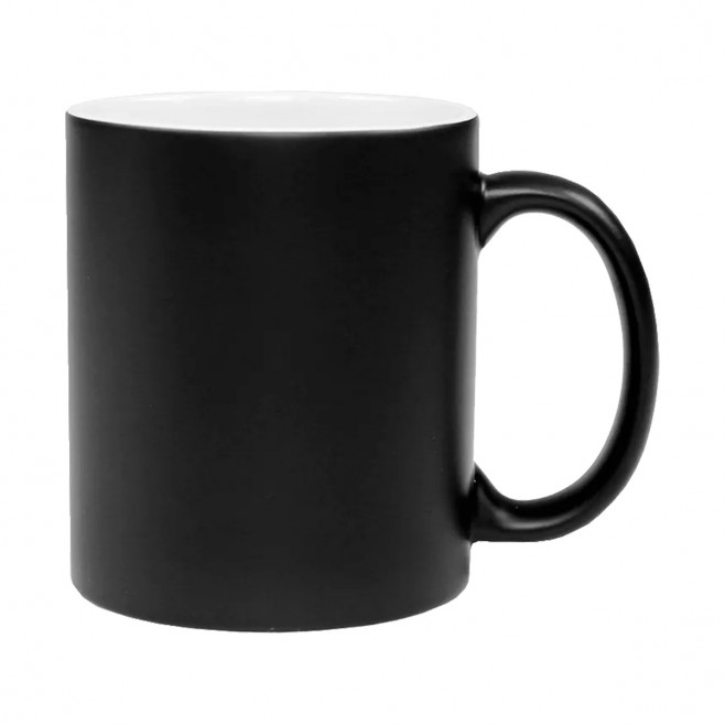Caneca Cerâmica Mágica Preta Fosca 325ml Personalizada