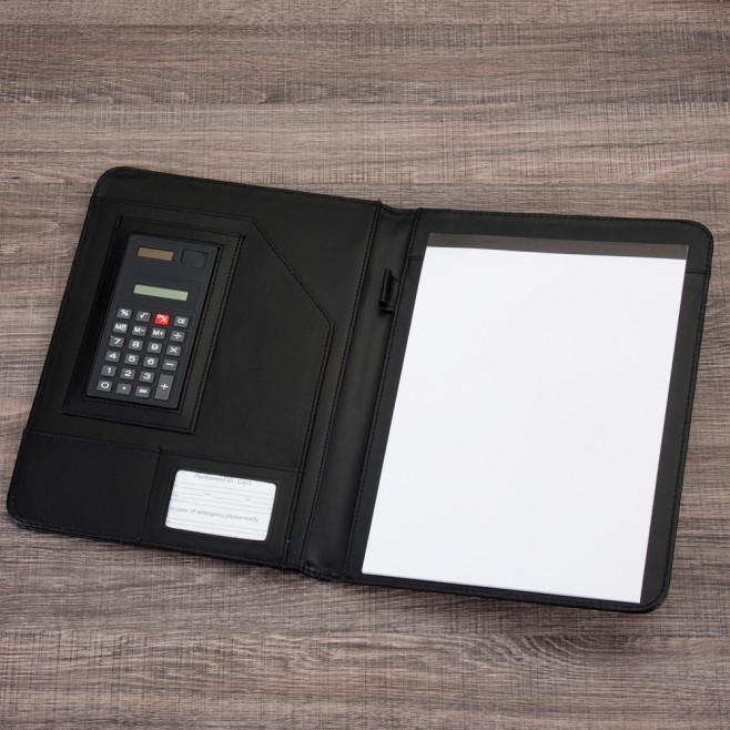 Pasta Convenção de Couro Sintético Com Calculadora