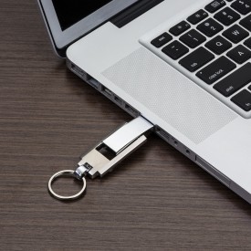 Pen Drive Chaveiro Metal Capacidade de 4 a 64 Gb, memória 2.0 e 3.0