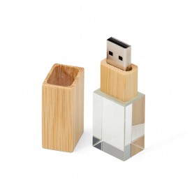 Pen Drive Cristal Bambu Capacidade de 4 a 64 Gb, memória 2.0 e 3.0