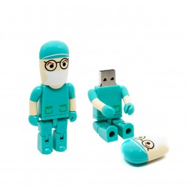 Pen drive com tampa, formato “médico”. Capacidade de 4 a 64 Gb, memória 2.0 e 3.0