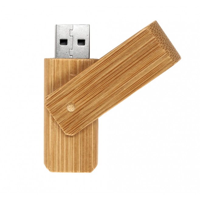 Pen drive giratório de bambu. Capacidade de 4 a 64 Gb, memória 2.0 e 3.0