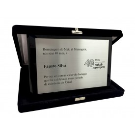 Placa de Homenagem Com Estojo e Aba Interna