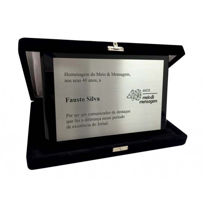 Placa de Homenagem Com Estojo e Aba Interna