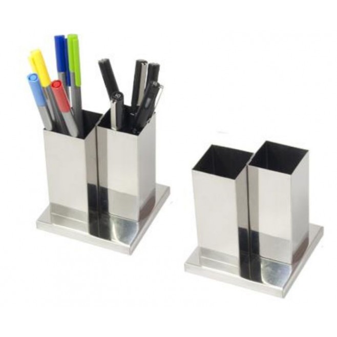 Porta caneta duplo  com base inox personalizado
