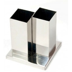 Porta caneta duplo  com base inox personalizado