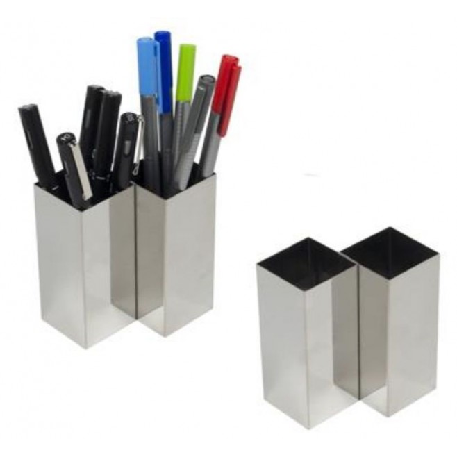 Porta Caneta duplo em inox personalizado
