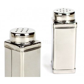 Saleiro em vidro com tampa de aço inox