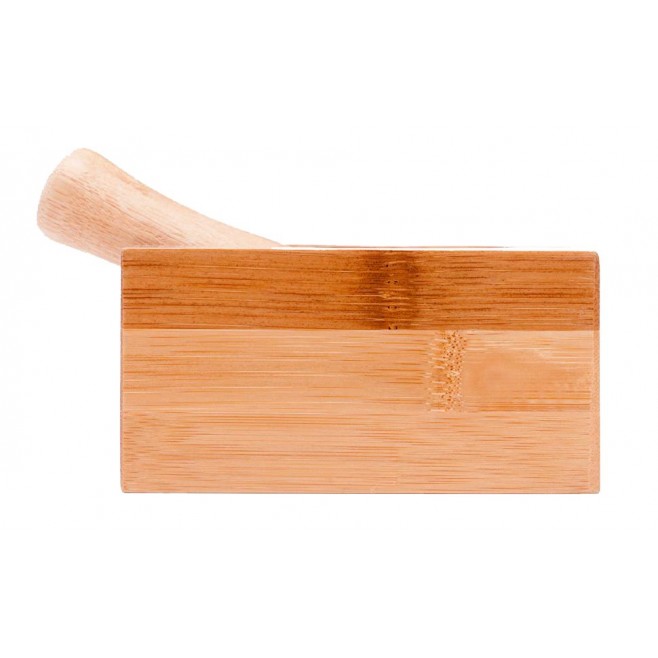 Amassador De Temperos Em Bambu Quadrado Personalizado