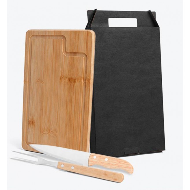Conj Para Churrasco em Bambu / Inox / Madeira - 3 Pçs