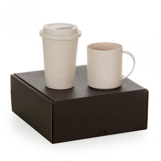 Kit Com Copo e Caneca em Fibra de Bambu  Personalizado