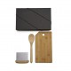 Kit Para Cozinha Em Bambu / Inox Com Espátula Multiuso - 3 Pçs