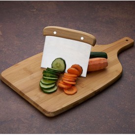 Kit Para Cozinha Em Bambu / Inox Com Espátula Multiuso - 3 Pçs