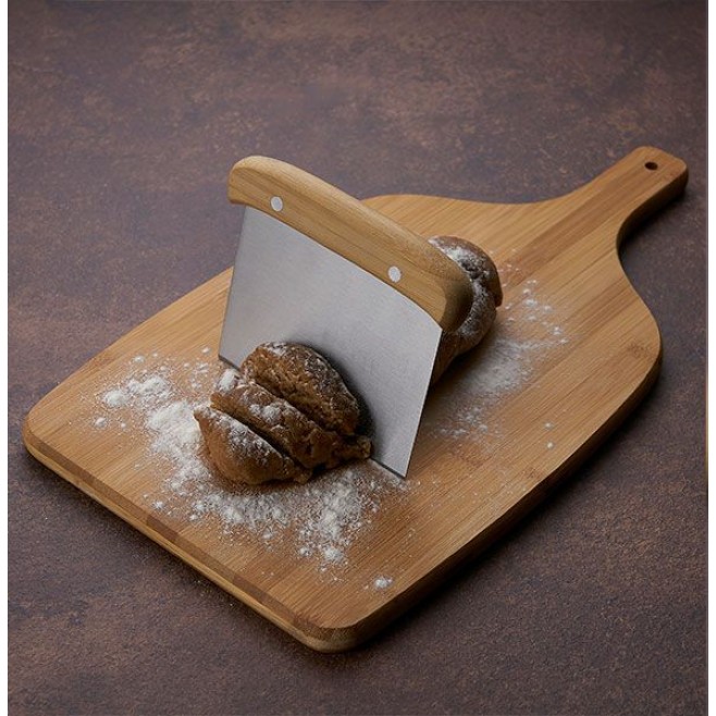 Kit Para Cozinha Em Bambu / Inox Com Espátula Multiuso - 4 Pçs