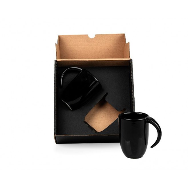 Kit Canecas Em Cerâmica Preta - 350Ml