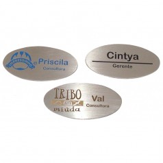 Boton Crachá em Inox Recortado Personalizado Oval