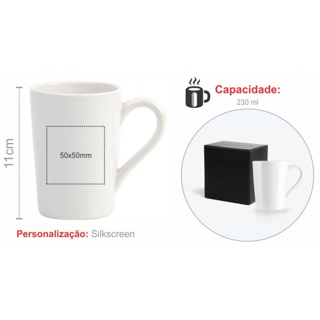 Caneca Em Cerâmica Branca - 230 Ml