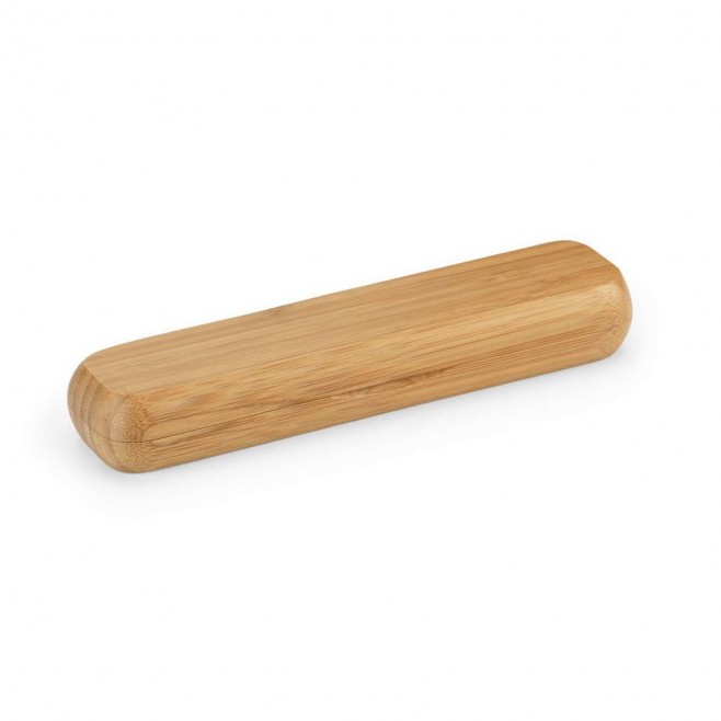 Conjunto caneta de bambu com estojo 